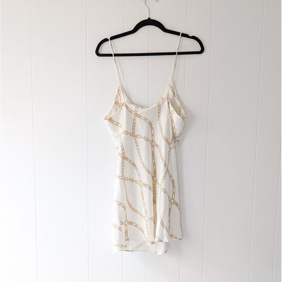 NWT Anine Bing Lisette Chain Printed 100% Silk-charmeuse Slip Mini Dress, size L - Picture 3 of 9